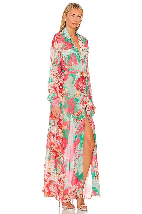 view 2 of 4 Ivy Dress in Mint Green & Coral