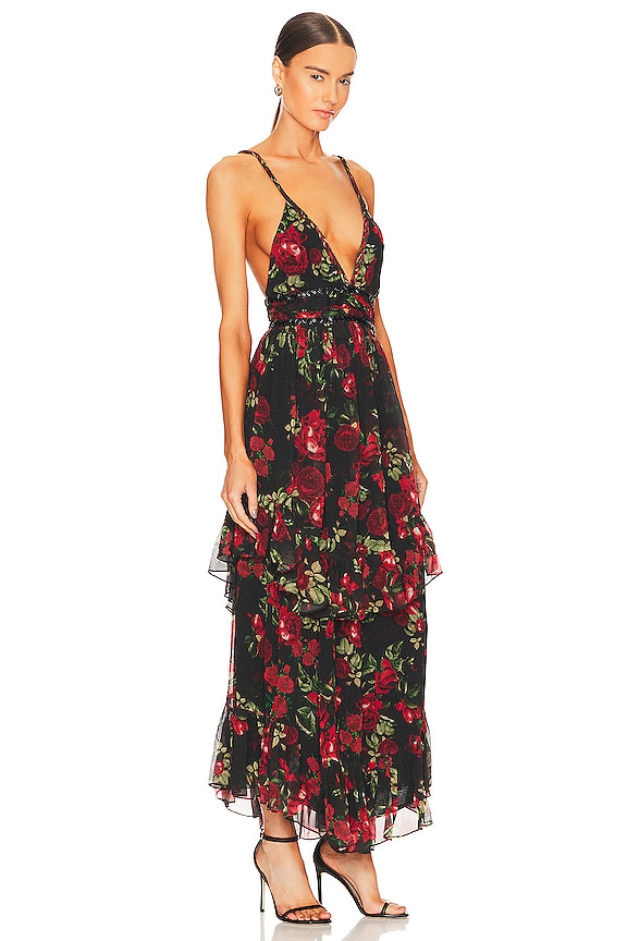 view 2 of 3 Maxi Dress in Black & Red Roses