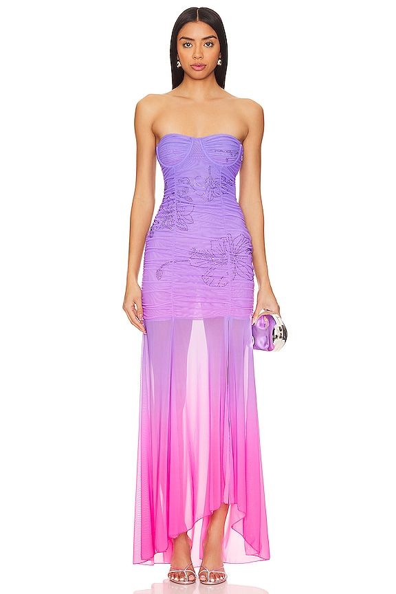view 2 of 5 VESTIDO A MEDIA PIERNA FRUNCIDO BLAKE in Purple & Pink