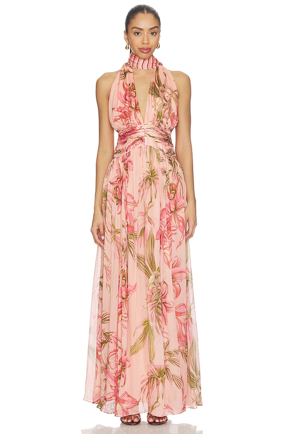 view 1 of 3 Ruched Sash Maxi Dress in Peach