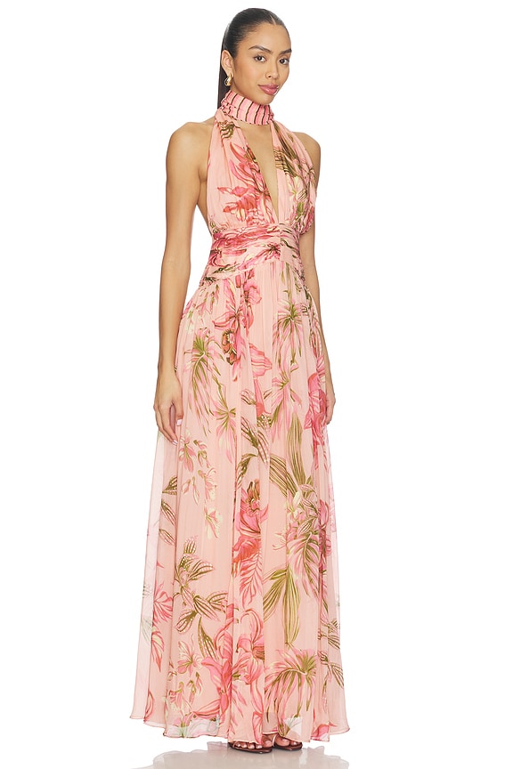 view 2 of 3 Ruched Sash Maxi Dress in Peach