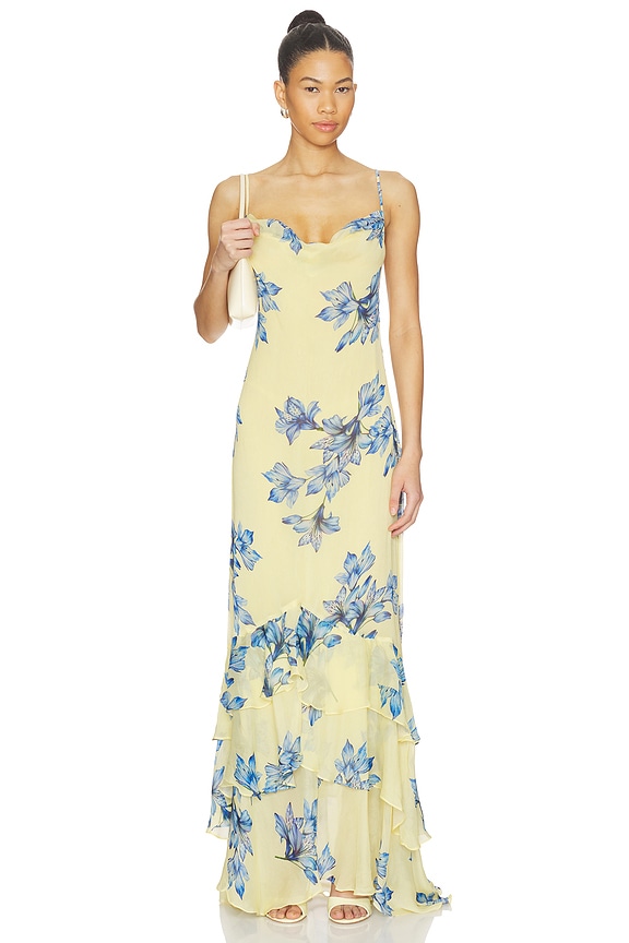 view 2 of 4 Cowl Maxi Dress With Sash in Yellow