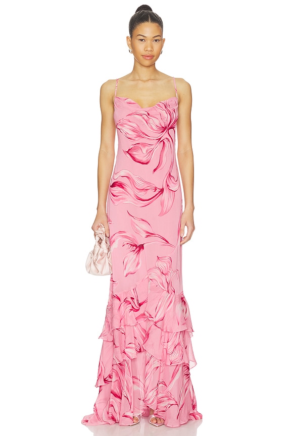 view 2 of 4 Cowl Maxi Dress With Sash in Pink