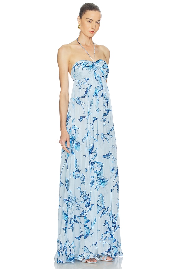 view 2 of 3 Strapless Flared Dress in Blue