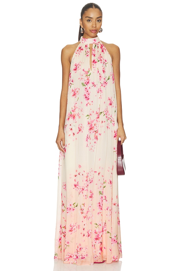 view 1 of 3 ROBE MAXI FLARED MAXI DRESS in Peach Ombre