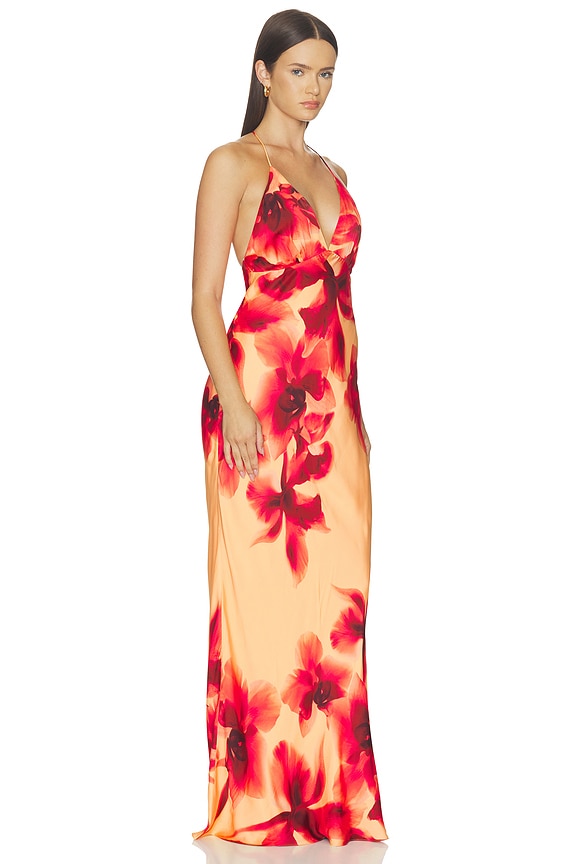 view 2 of 4 ROBE MAXI HALTER NECK MAXI DRESS in Yellow