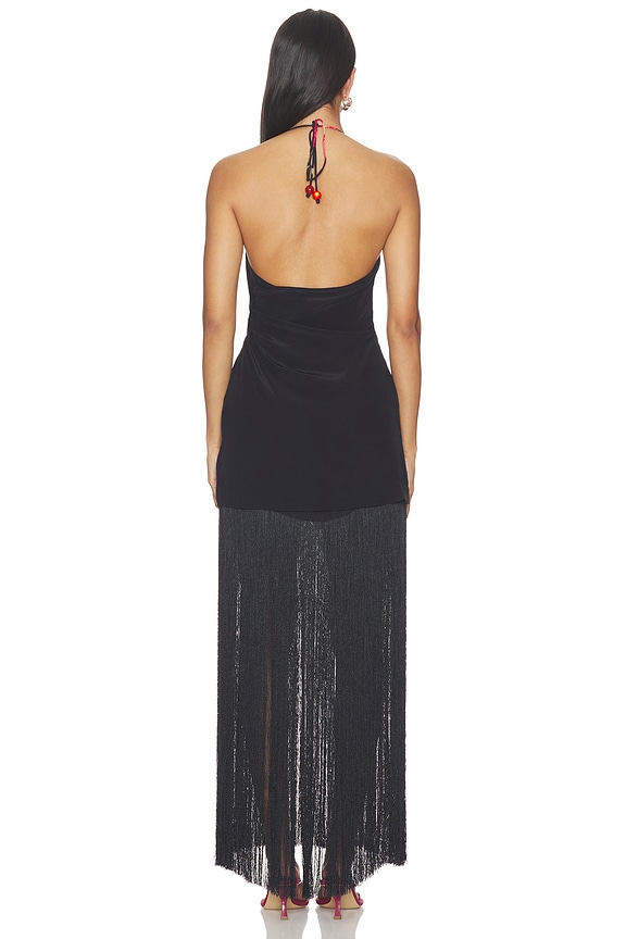 Ruched Bias Fringed Mini Dress