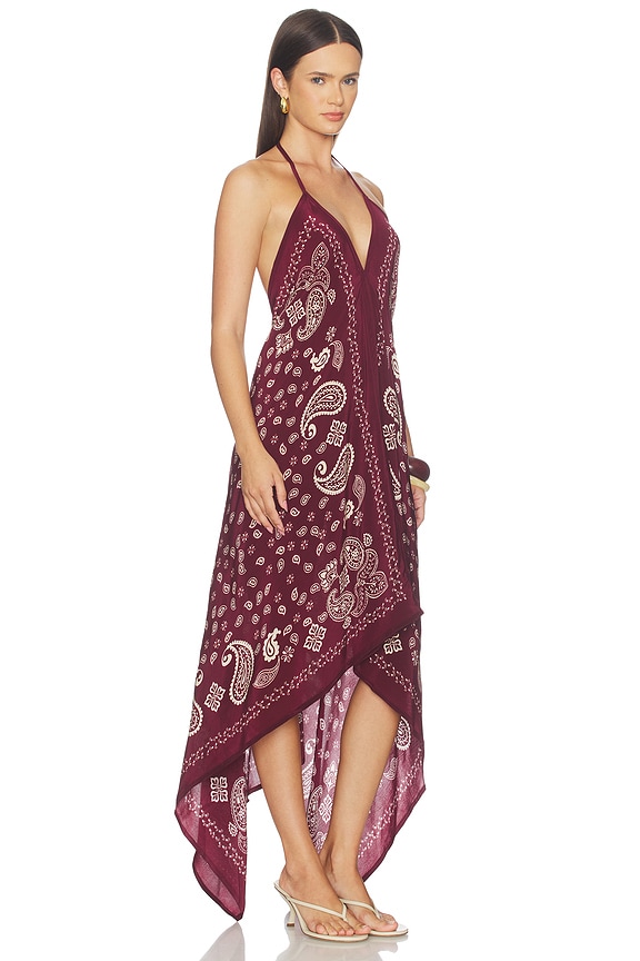 view 2 of 4 ROBE HIGH-LOW HANDKERCHIEF DRESS in Burgundy