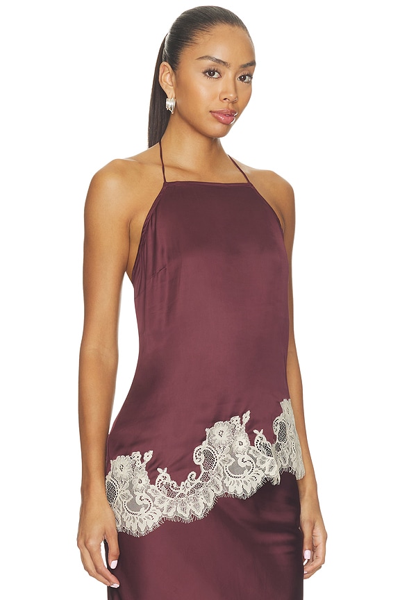 view 2 of 5 Lace Detail Top in Burgundy
