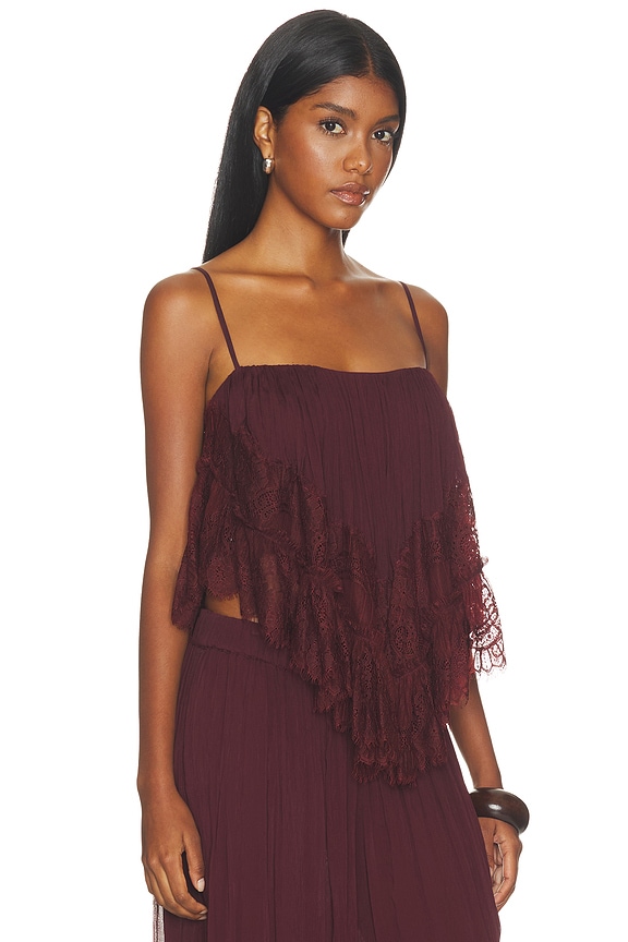 view 2 of 4 Lace Frill Top in Merlot