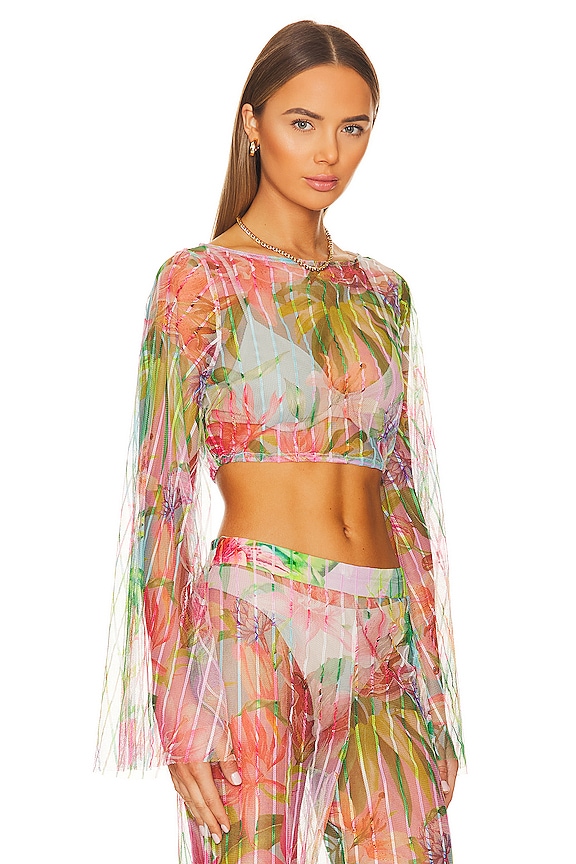 view 2 of 4 Lora Crop Top in Multicolor Hibiscus