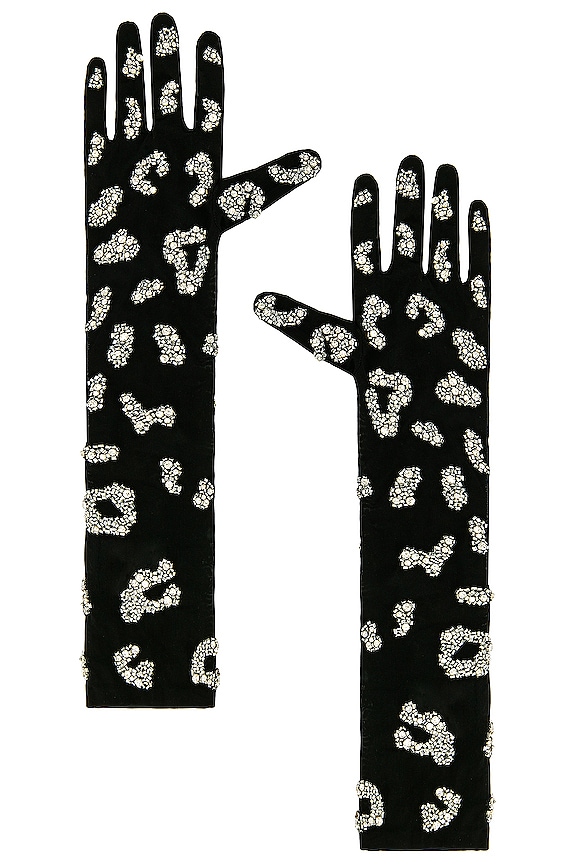 view 1 of 2 Frankie Gloves in Black & Silver Leopard