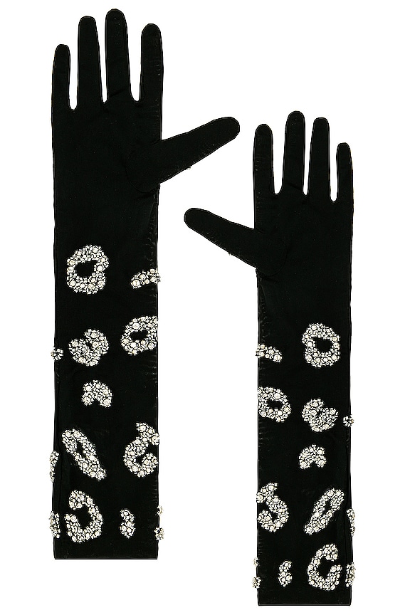 view 2 of 2 Frankie Gloves in Black & Silver Leopard