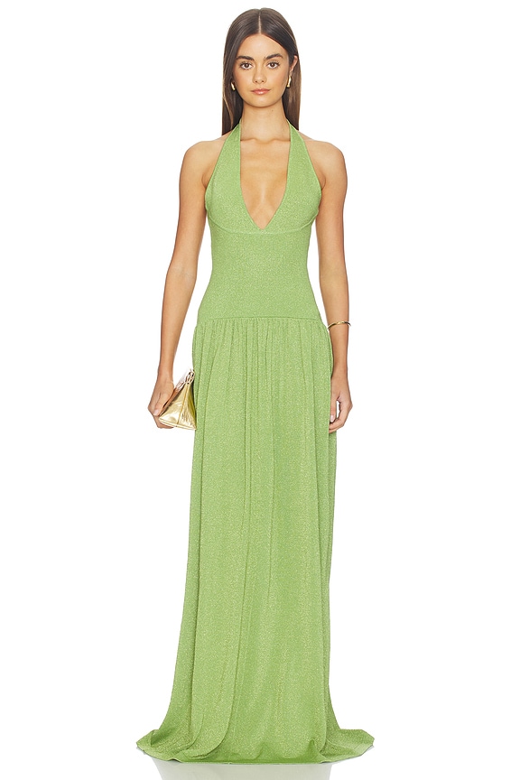 view 1 of 4 Marcelle Maxi Dress in Metallic Kiwi