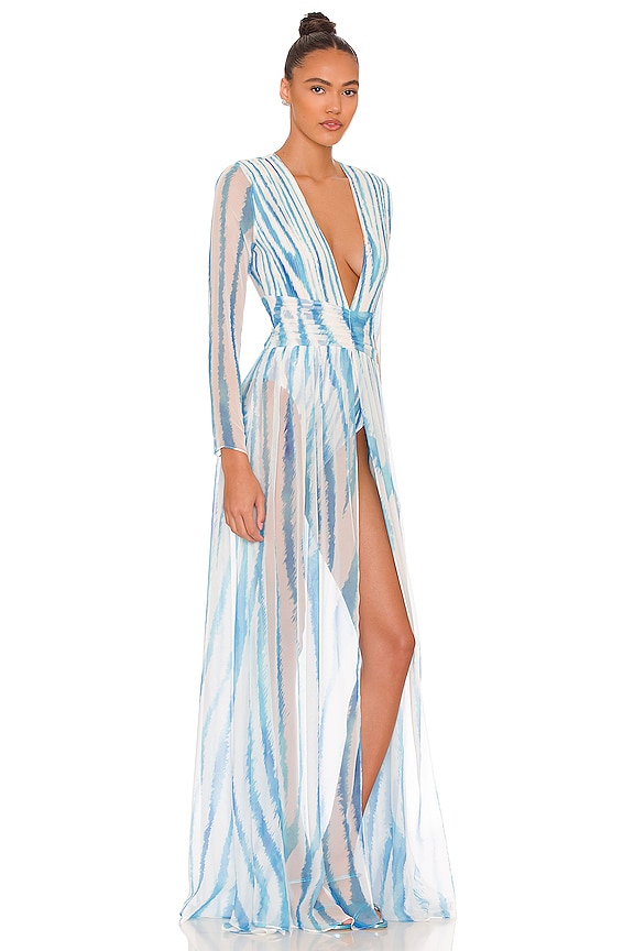 view 2 of 3 MAXIVESTIDO ANGELA in Blue Zebra