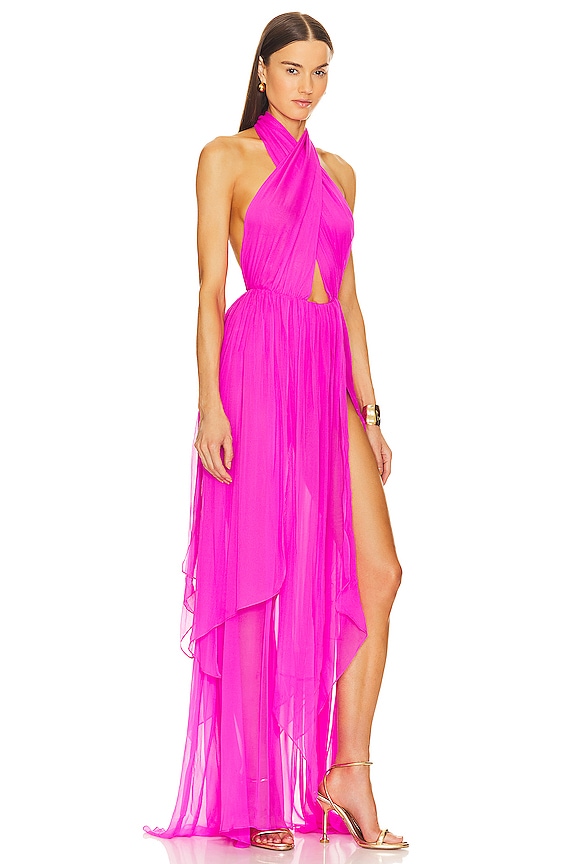 view 2 of 3 Ina Silk Dress in Neon Pink