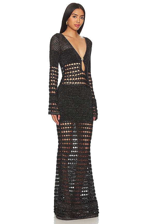 view 2 of 4 ROBE MAXI ELVANA in Black & Gold