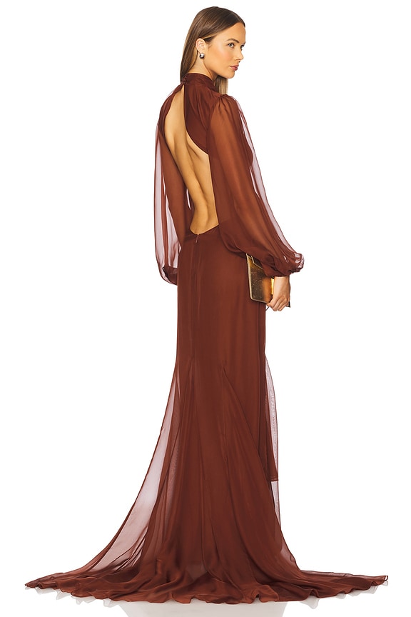 view 1 of 4 Rosalinda Chiffon Dress in Chestnut