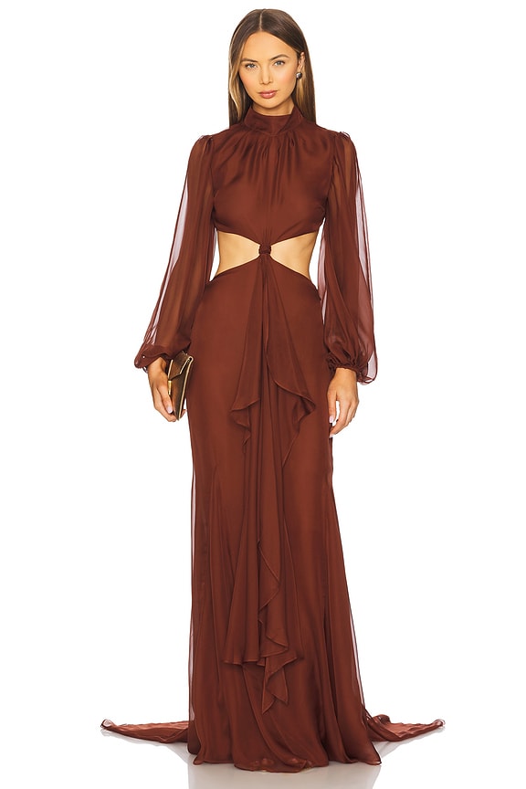 view 2 of 4 Rosalinda Chiffon Dress in Chestnut