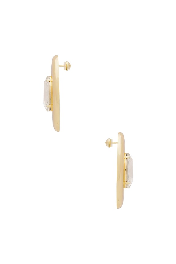 view 2 of 2 СЕРЬГИ ROUND CRYSTAL in Gold