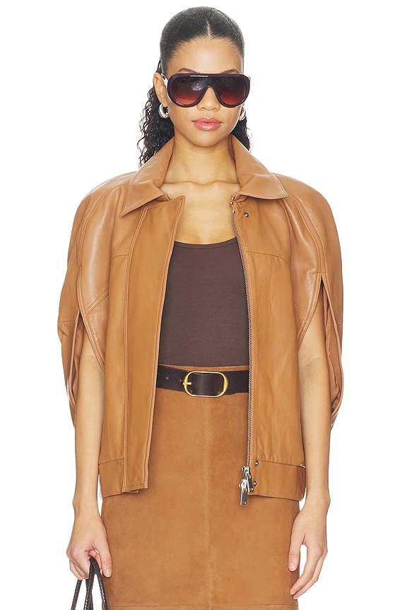 view 2 of 5 Braxx Leather Cape in Bourbon