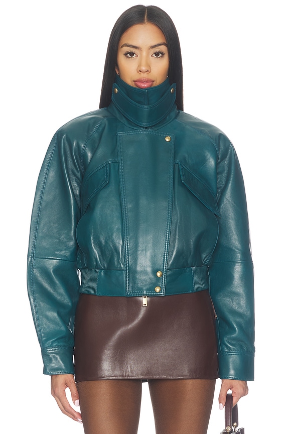 view 2 of 5 Lykke Leather Jacket in Sarcelle