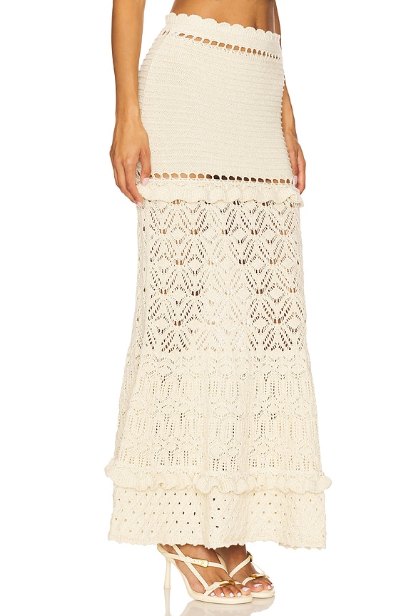 view 2 of 6 Magdalena Crochet Skirt in Ivory & Gold