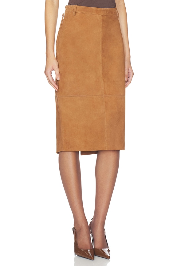 view 2 of 6 Marcella Suede Skirt in Bourbon