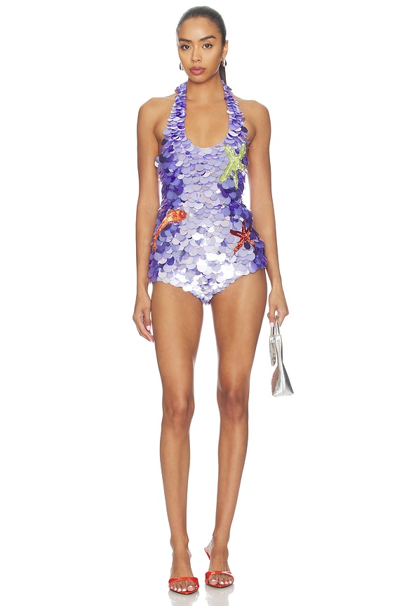 view 1 of 4 Isabele Embroidered Romper in L'acqua & Multi