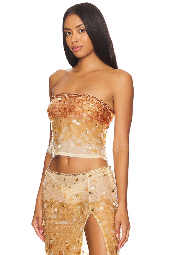 view 2 of 5 Janelle Top in Light Champagne & Brown