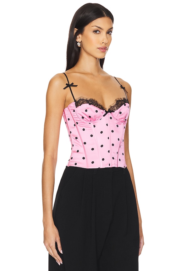 view 2 of 4 Marianne Corset Top in Pink Polka Dots