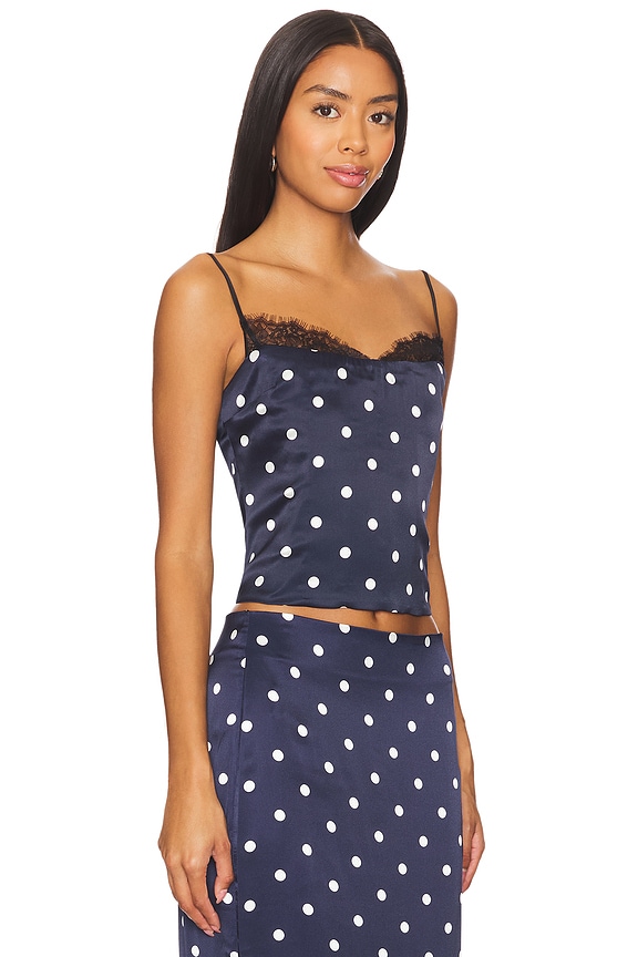 view 2 of 4 Brookelynn Corset Top in Navy Polka Dots