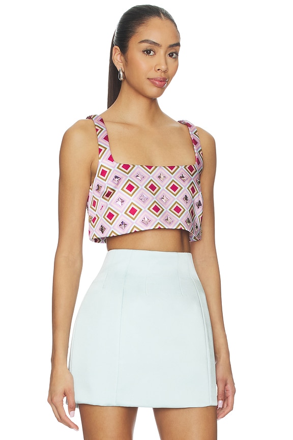 view 2 of 5 Thalisa Top in Lavander Geometric Tile