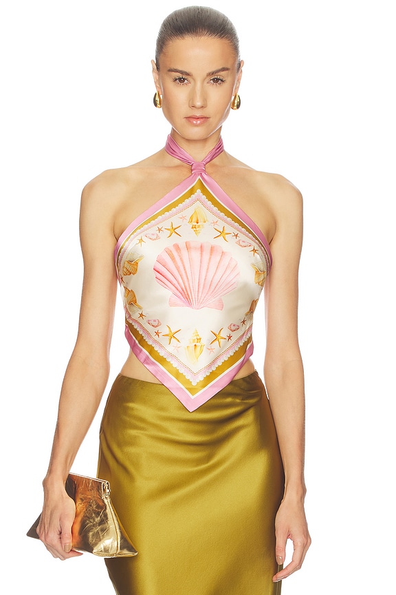 view 1 of 4 Jamie Top in Ochre Shell Foulard
