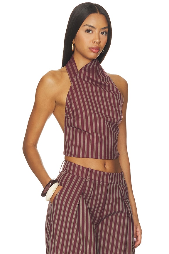 view 2 of 5 Velora Top in Cigar Pinstripe