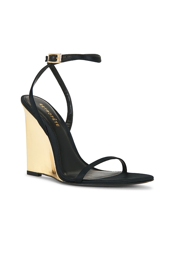 view 2 of 5 Nelly Wedge Sandal in Black & Gold