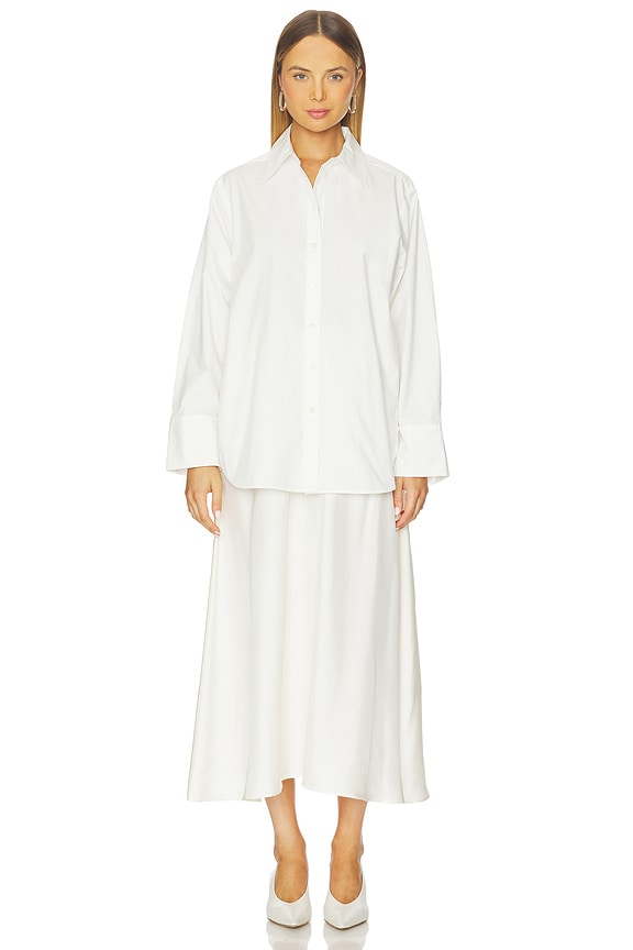 view 2 of 4 Poplin Silk Combined Gilet Dress in Optic White