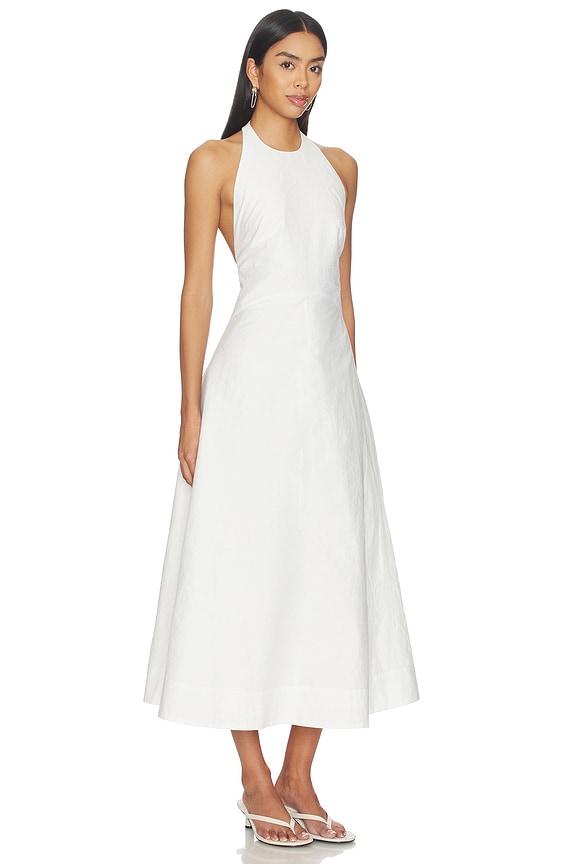 view 2 of 3 Halter Textured Cotton Dress in Off White