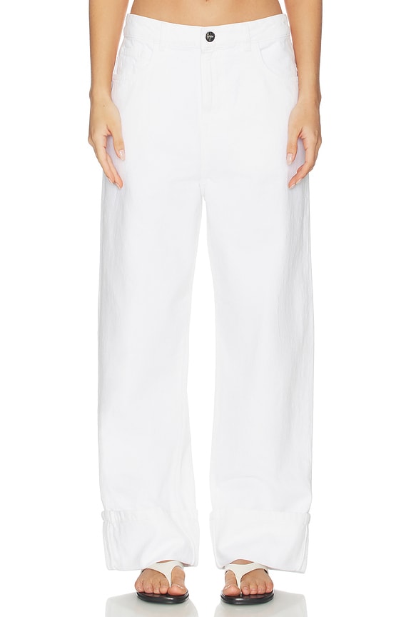 view 1 of 6 Baggy Fit Turn-up Denim in Optic White