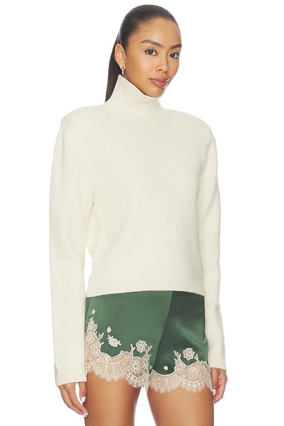 view 2 of 4 JERSEY CON CUELLO DE CISNE CORTO STATEMENT SHOULDER CROPPED TURTLENECK in Cream
