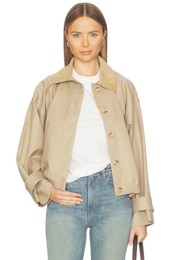 view 1 of 5 Suede Collar Blouson Jacket in Sand