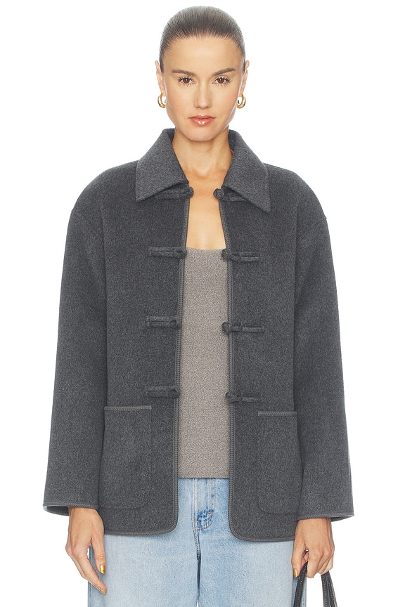 view 2 of 5 CHAQUETA DE LANA DE DOBLE CARA CON CIERRE PANKOU DOUBLE-FACED WOOL PANKOU CLOSURE JACKET in Dark Grey Melange