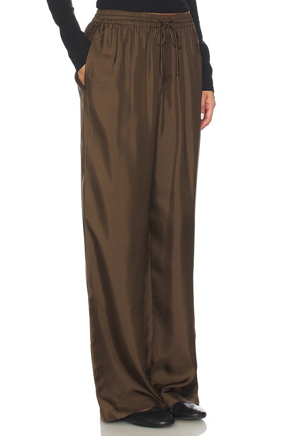 view 2 of 6 Wide Leg Silk Trousers in Forest