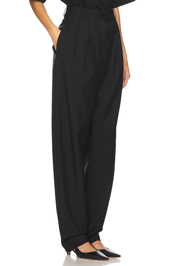 view 2 of 6 Round Leg Shaped Tailored Trousers in Black