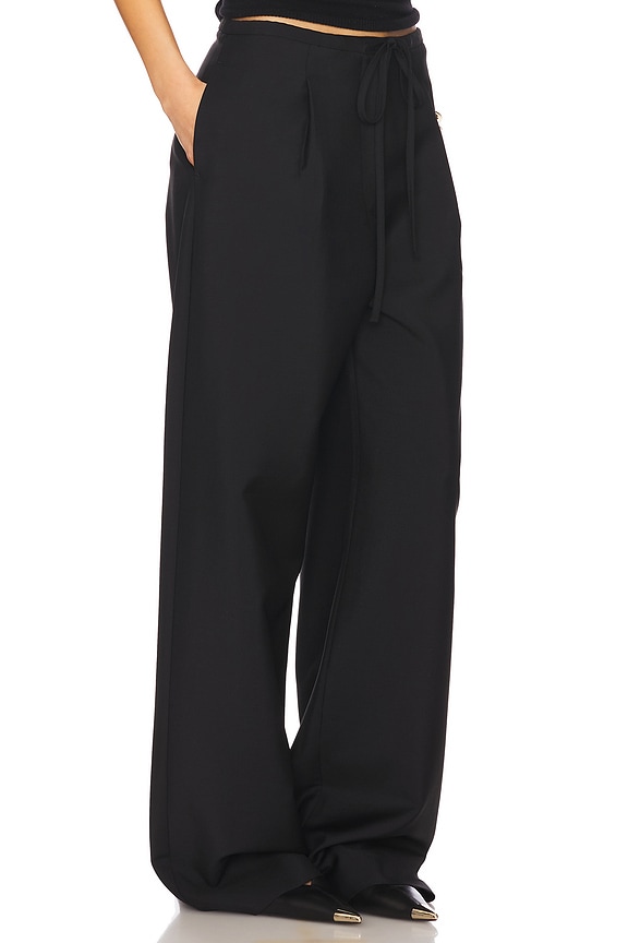 view 2 of 6 Relaxed Drawstring Trousers in Black