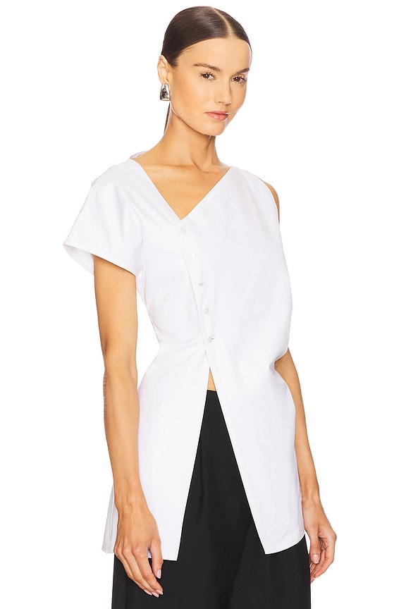 view 2 of 5 Asymmetrical Poplin Top in Optic White