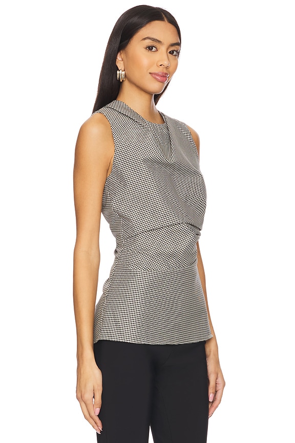 view 2 of 5 TOP CON CUELLO VUELTO in Cream & Black Small Check