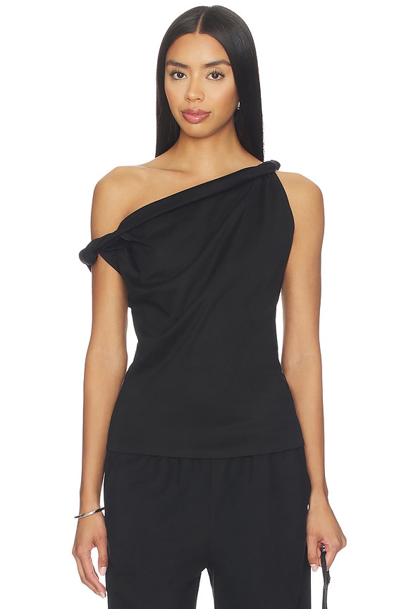 view 1 of 4 Sculptural Cotton Silk Top in Black