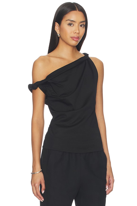 view 2 of 4 Sculptural Cotton Silk Top in Black