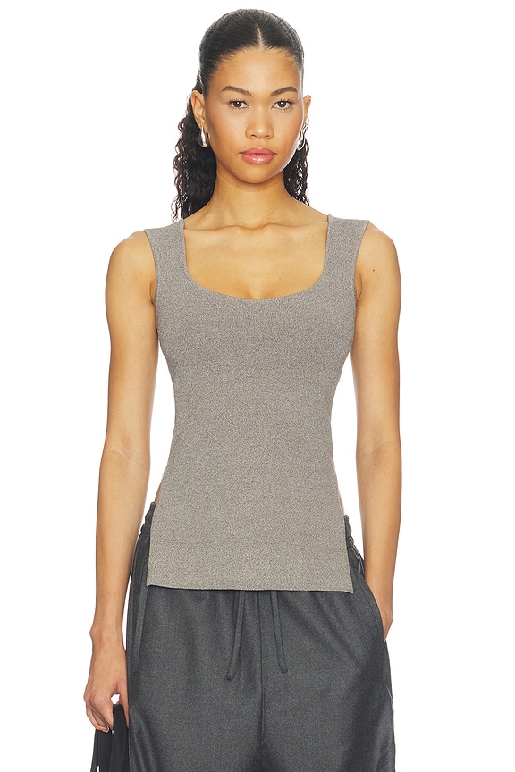 view 2 of 5 Bustier Shaped Side Slit Top in Taupe Melange